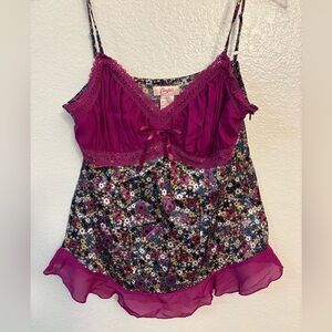 Vintage Y2K Candie's Pink Floral Camisole Top size Large